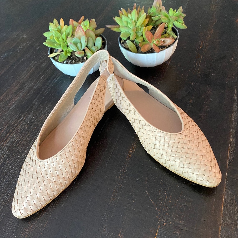 Everlane The V Woven Leather Slingback Flats: Blush Pink